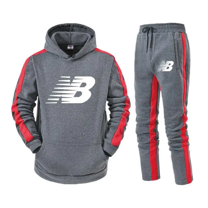 

2020 fashion brand male sports suit 2 pieces hoodies and pants male sports jacket set letter print plus size jogging suit