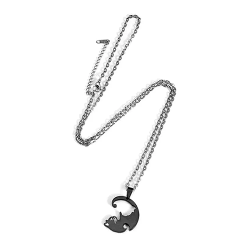 Ожерелье с подвеской в виде кошки для пары ювелирное изделие котенка черного и