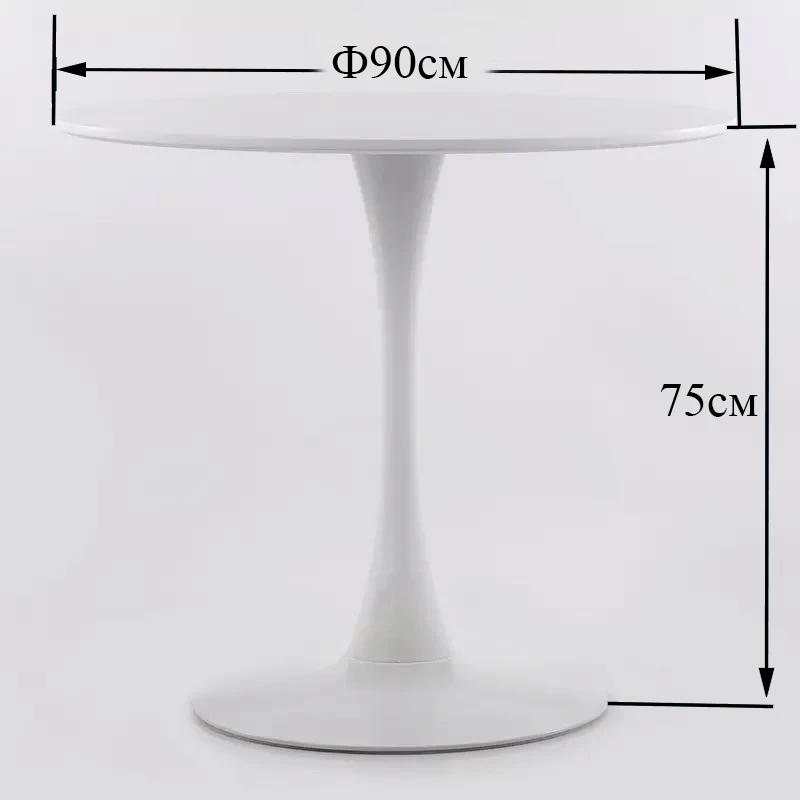 90cm White Домашний обеденный стол, белая краска полуматовая, стол на металлической основе, кухонный стол, круглый стол, современный стол, по России - Цвет: 90cm White
