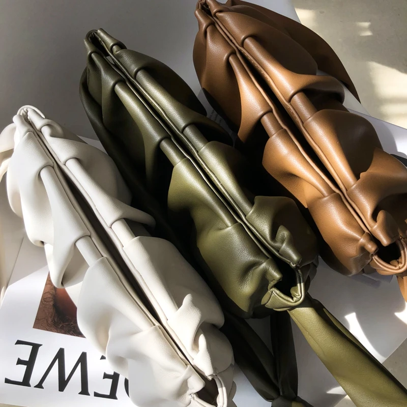 WOONAM женская модная сумка из натуральной мягкой телячьей кожи плиссированная