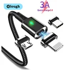 Магнитный кабель Elough, кабель Micro USB Type-C для быстрой зарядки iPhone X, Xiaomi, Redmi QC 3,0, магнитный шнур для быстрой зарядки типа C