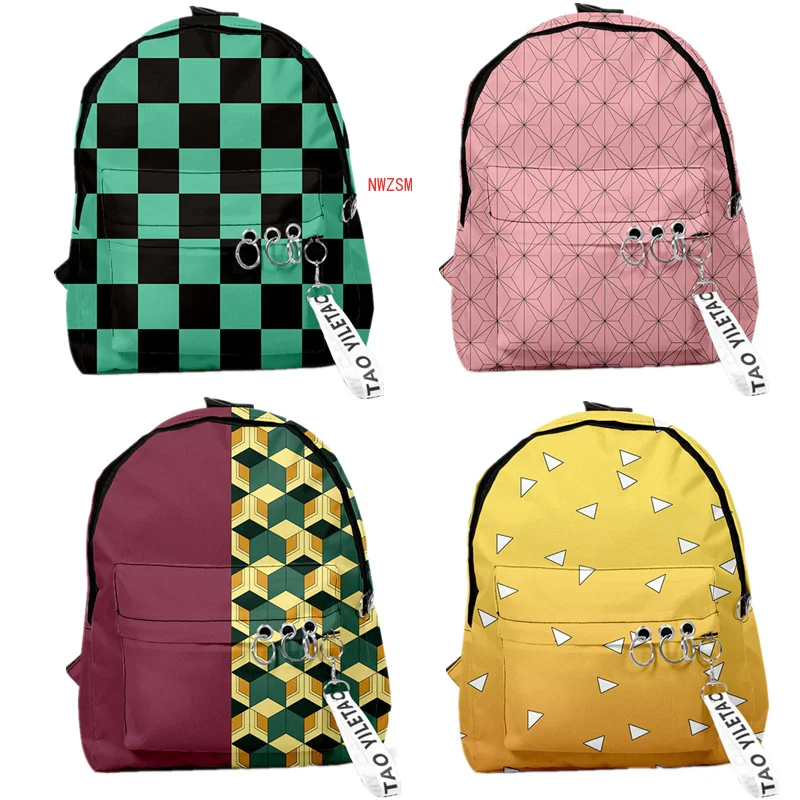 

Demon Slayer Kimetsu no Yaiba Backpack Canvas Bag Kamado Tanjirou School Bags Girl Tomioka Giyuu Nezuko Notebook Bag Cosplay
