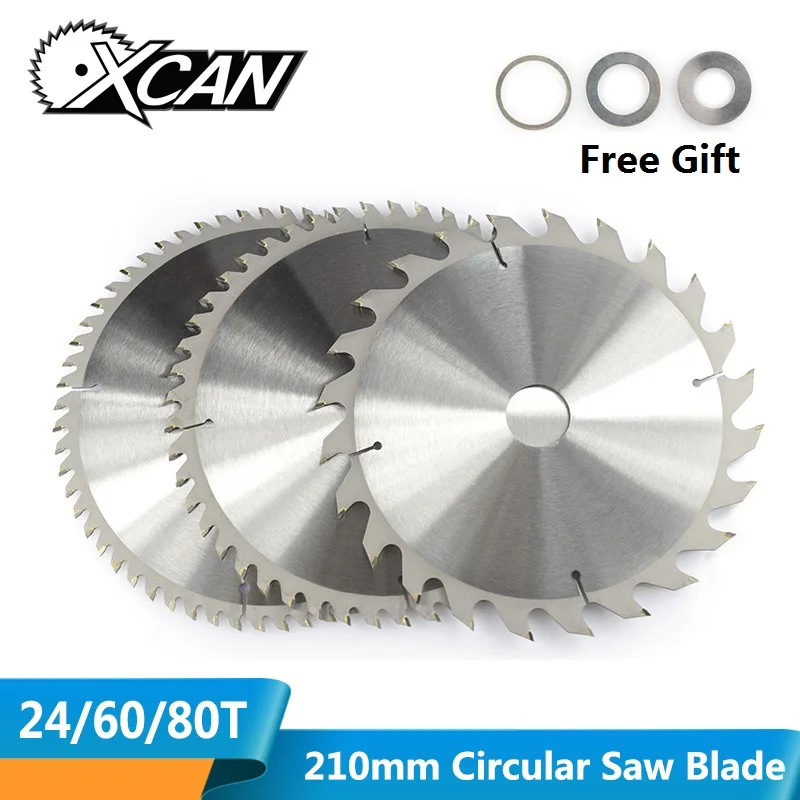 XCAN 1 шт. 210 мм Диаметр 24/60/80T TCT пильный диск круглое лезвие с твердосплавными режущими пластинами: режущий диск для дерева