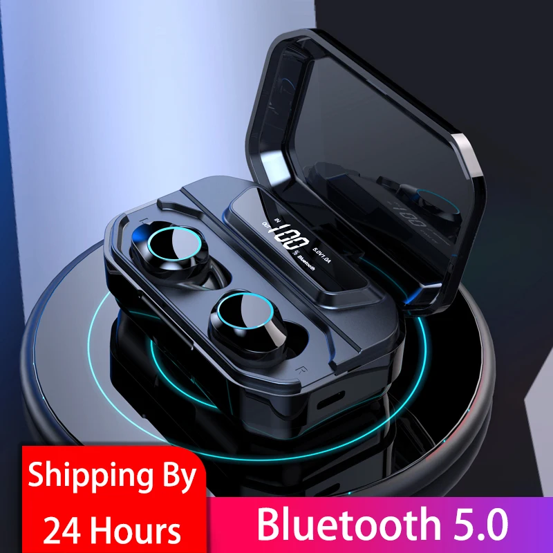 G02 TWS bluetooth 5 0 наушники беспроводные стерео водонепроницаемые с 3300 мАч LED смарт