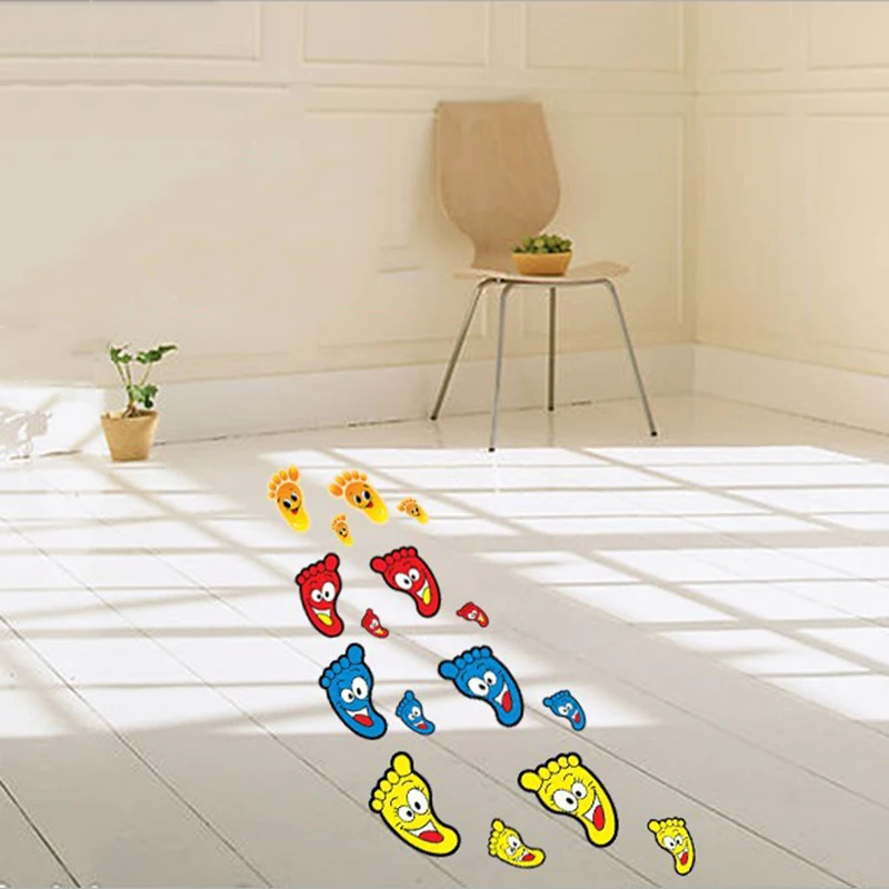 1 пара наклейки следов ног мультфильм милая форма Детская лестница детский сад