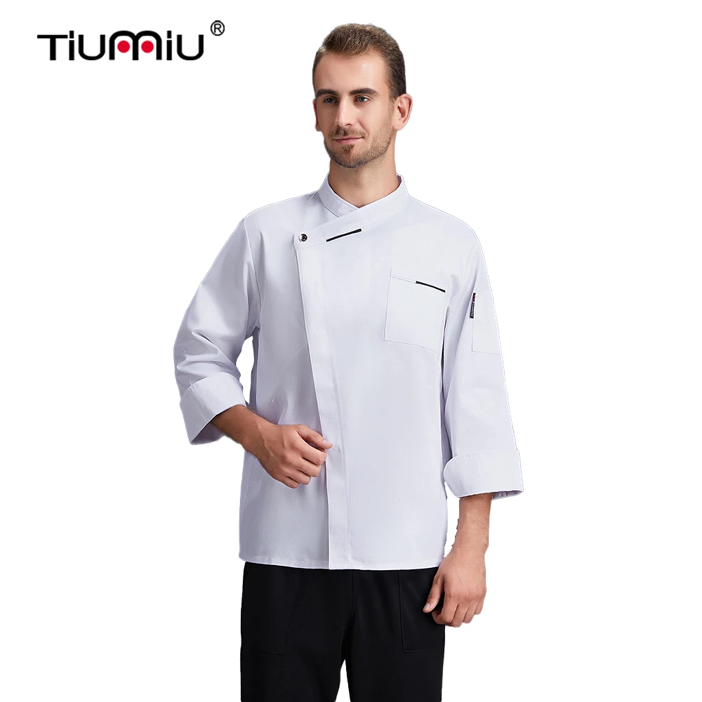 Белая форма шеф-повара для мужчин и женщин с длинным рукавом кухни пальто повара