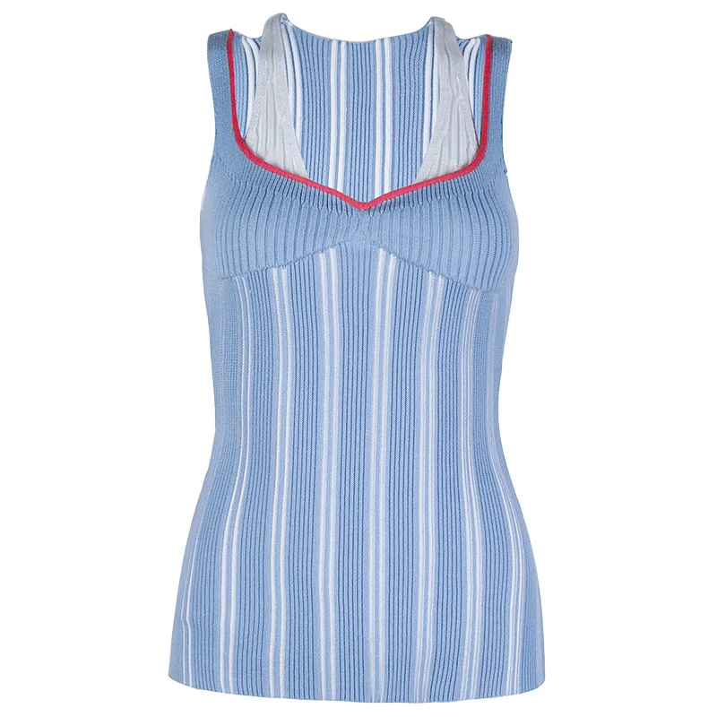 

[LIVIVIO] Sexy Fake Two Piece Vest Tops Women O Neck Sleeveless Off Shoulder Tank for Female Fashion Clothing 2020 Summer