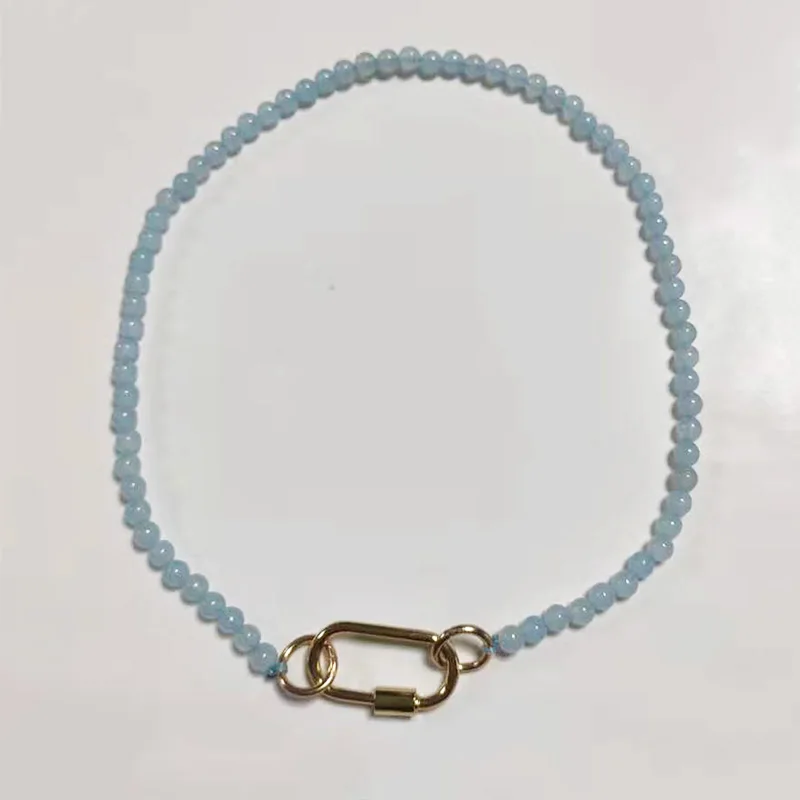 Женское Ожерелье с голубыми стеклянными бусинами спиральный Коннектор