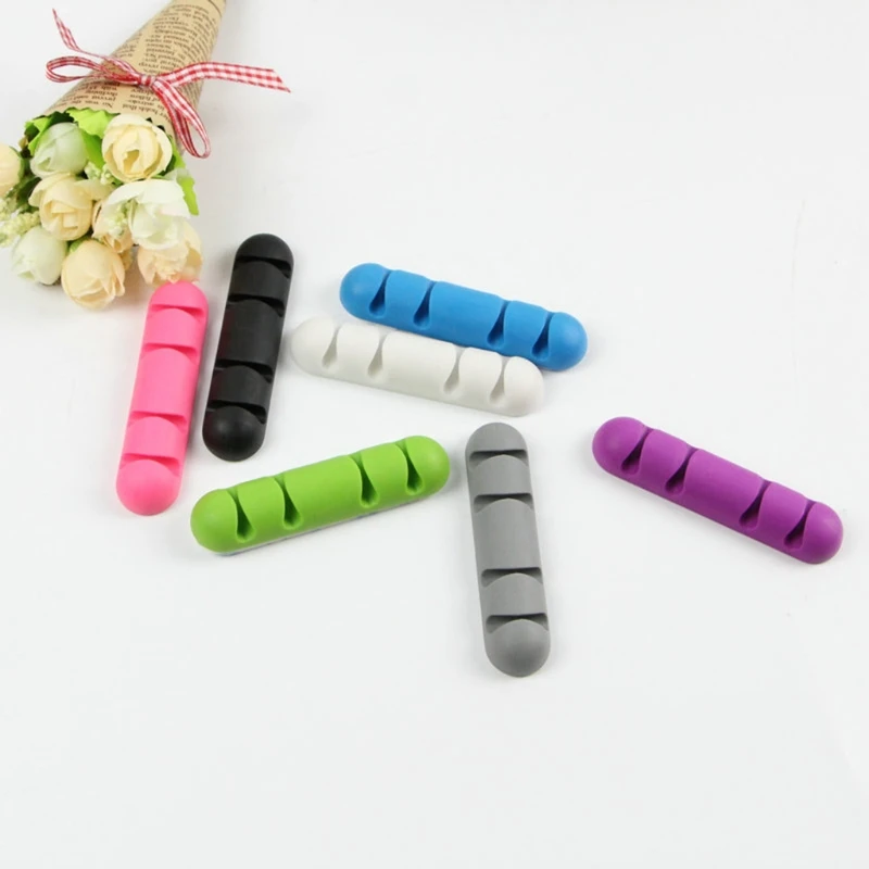 

USB Cable Organizer Wire Winder Silicone Tie Fixer Wire Management organizador Cord Clip Office Desktop Phone Cables holder