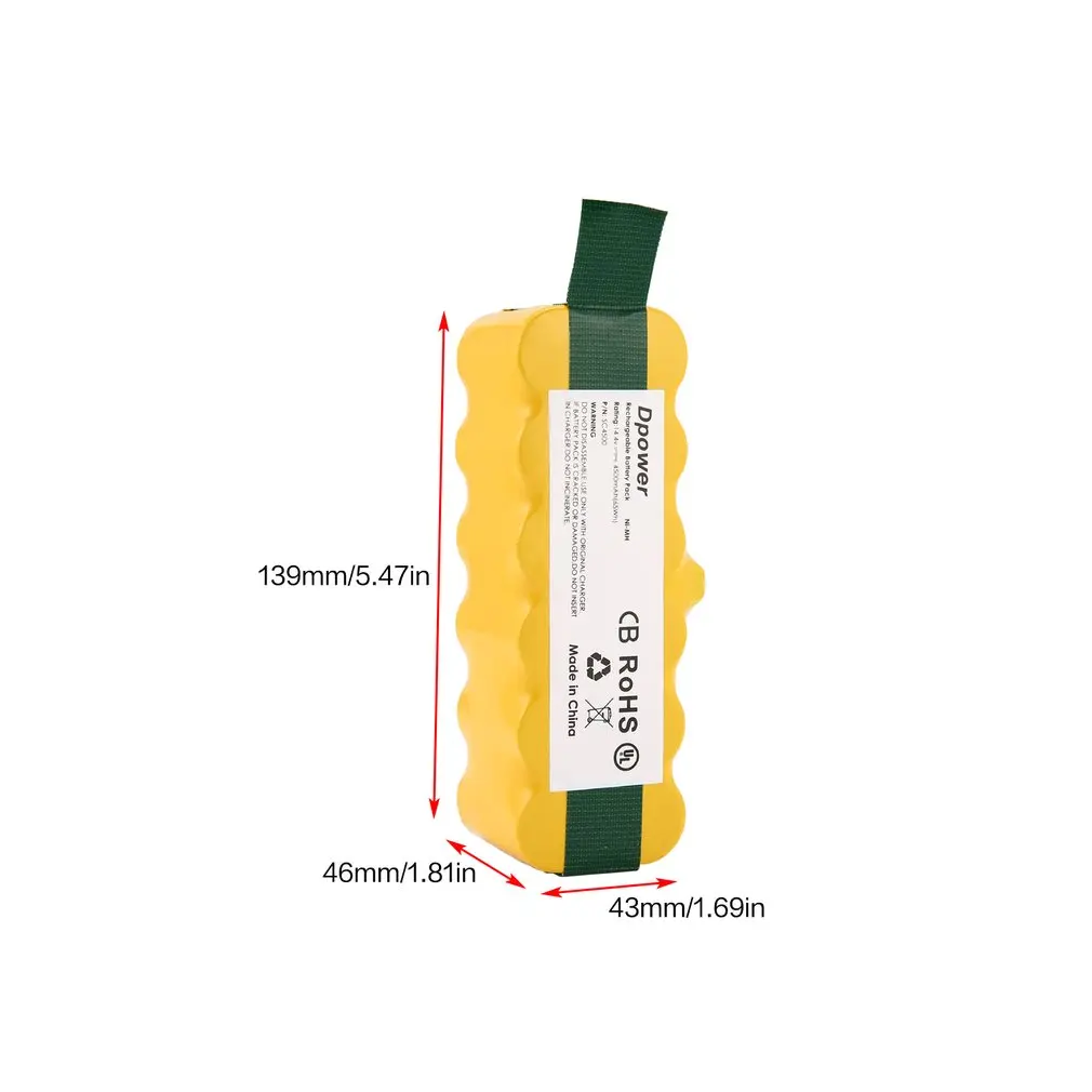

14.4V NI-MH 6000mAh Rechargeable Battery pack For iRobot Roomba 500 600 700 800 900 Series Vacuum Cleaner Yellow