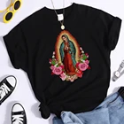 Женские футболки с изображением девы Марии Гуадалупе, модная одежда с принтом, свободные шорты, топы с рукавом, винтажная женская футболка, Прямая поставка