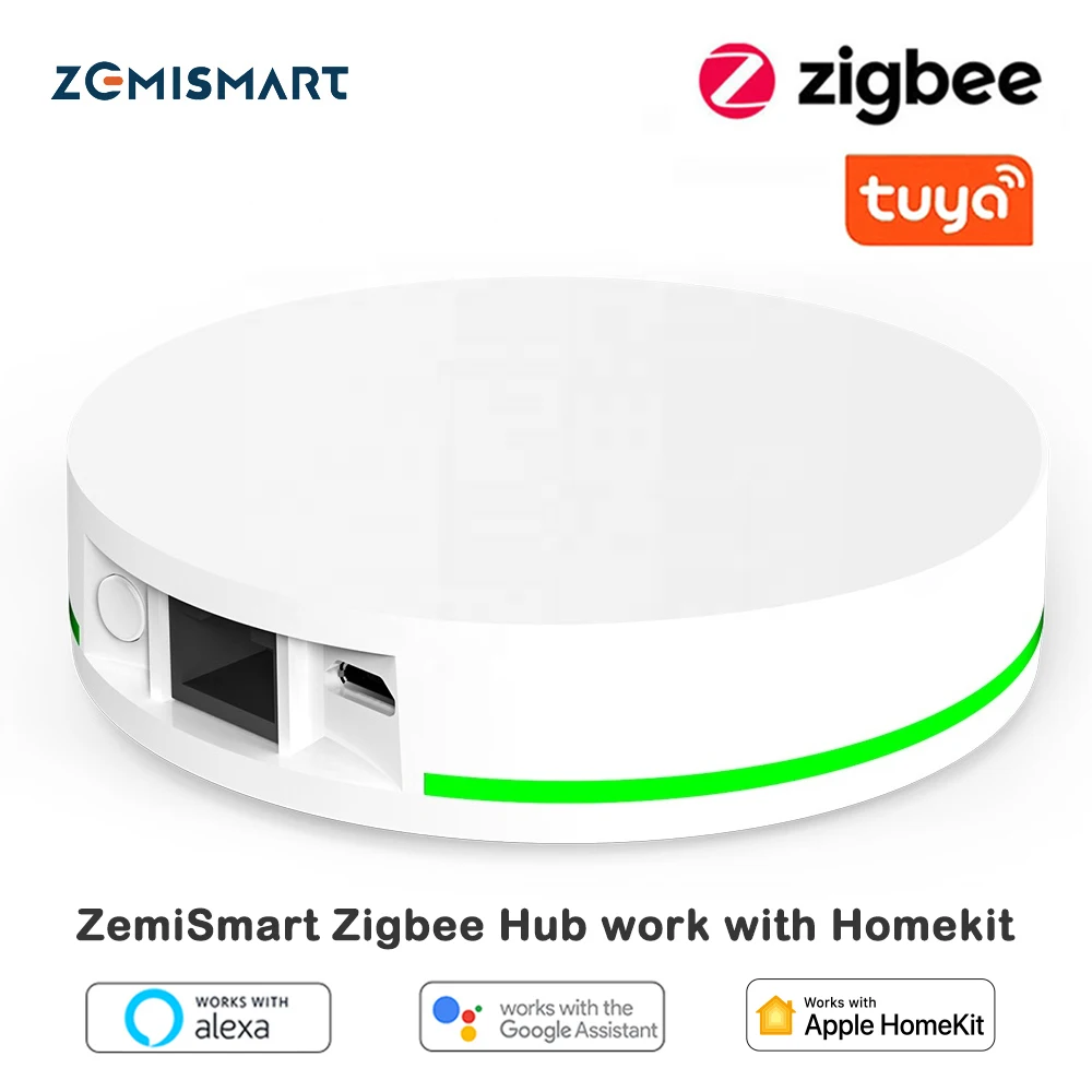 ZemiSmart Tuya Zigbee Hub Work with Apple Homekit App Linkage Tuya Zigbee Smart Devices Alexa Google Siri Homepod Voice Control