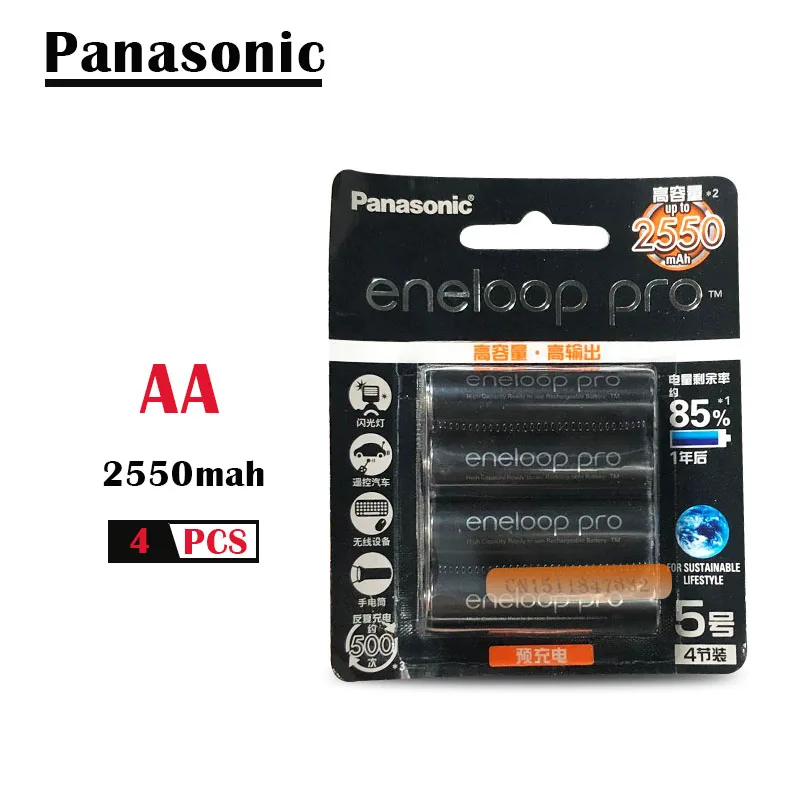4 шт./лот Panasonic Eneloop Оригинальная батарея Pro AA 2550 мАч 1 2 в Ni MH камера Фонарик Игрушка