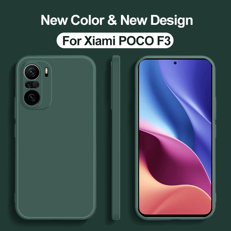 Чехол Poco F3 PocoF3 F 3 про оригинальный квадратный Мягкий силиконовый обложка из