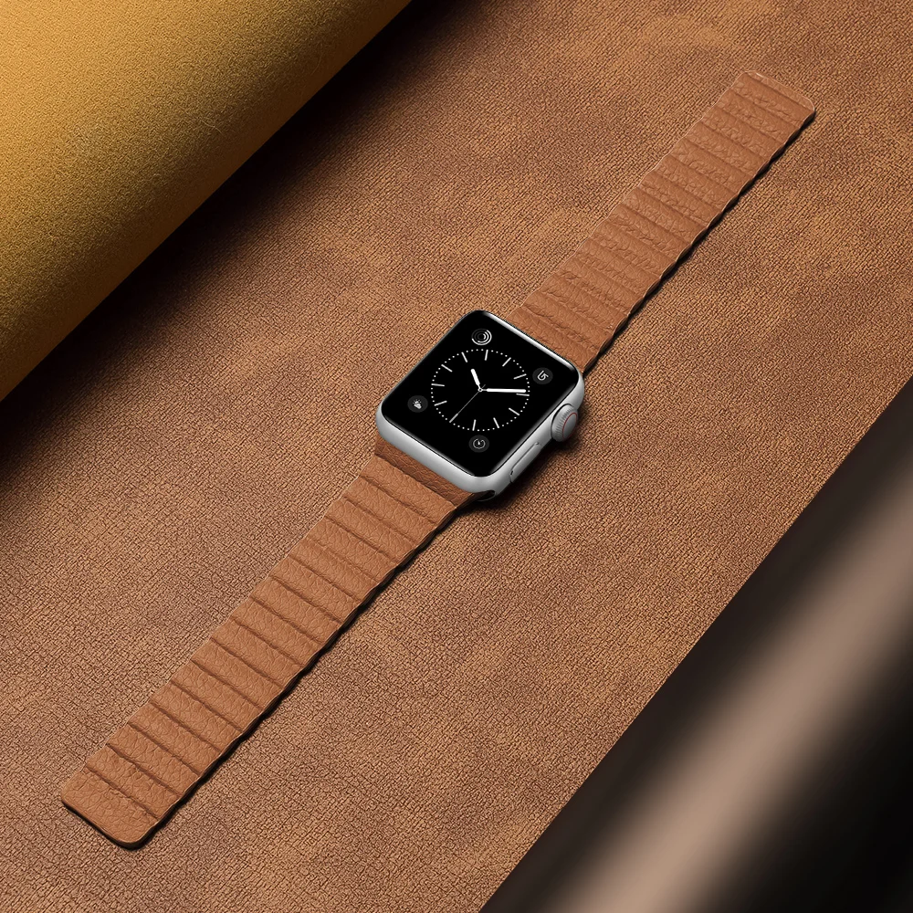OEM Магнитный кожаный ремешок для iWatch 3/2/1 38 мм 42 Apple Watch band 40 44 series 4/5 6 se|Ремешки часов|