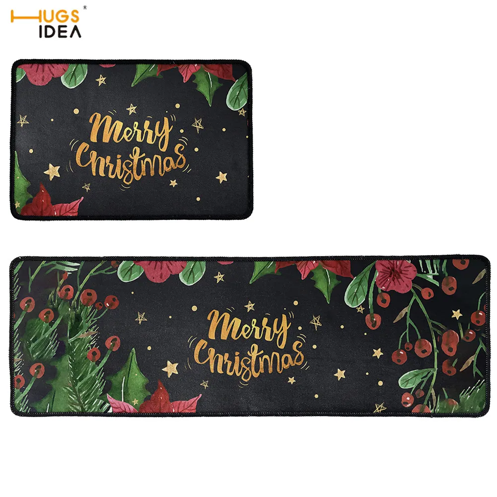 

Коврик для входной двери HUGSIDEA, с рождественским принтом, защита от грязи, водонепроницаемый, для кухни, современный коврик для улицы и помещ...