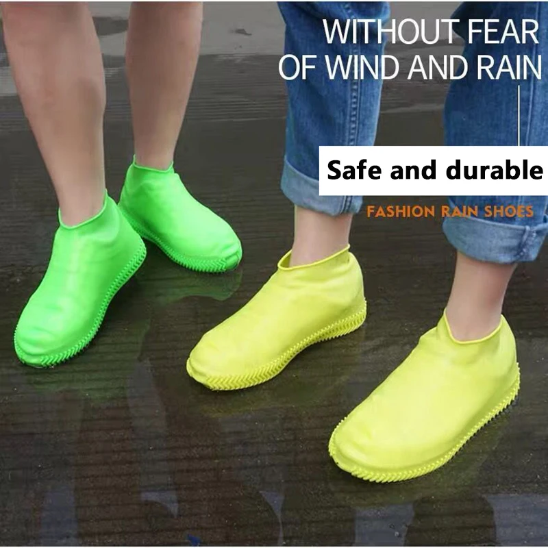 Large Size Durable Rainboots Waterproof Thick Non-slip Wear-resistant Bottom Outdoor Green Rubber Latex Rainproof Shoes Cover