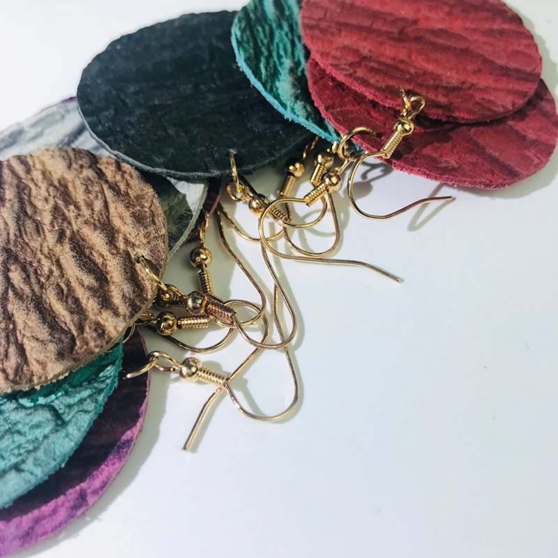 Cpop новые винтажные круглые серьги из натуральной кожи для женщин однотонные