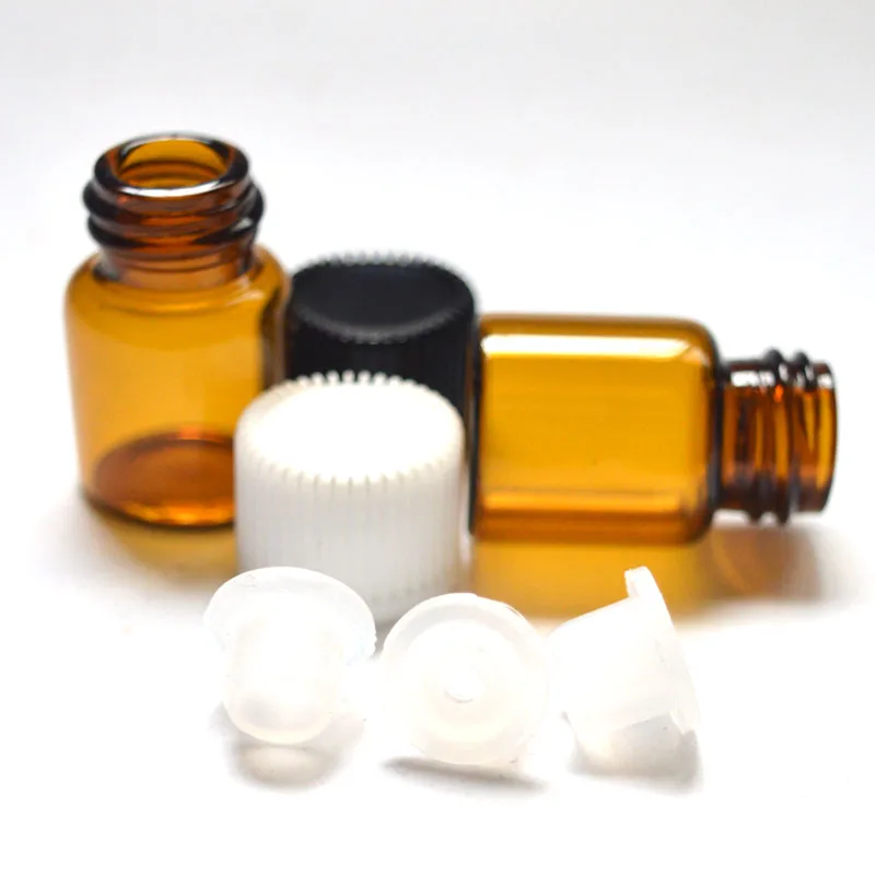 

300 шт., эфирное масло, 2 мл, флакон из янтарного стекла с редуктором с отверстием и крышкой маленькая бутылка для образцов