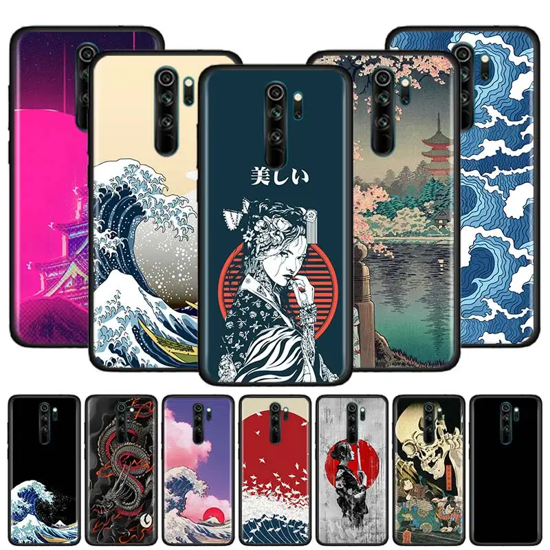 Japanese Style Art Japan Case for Xiaomi Redmi Note 9S 8T 8 9 9A 9C 7 K30 Pro Zoom 8A 7A 6 Black Silicone Mobile Phone Cover Sac