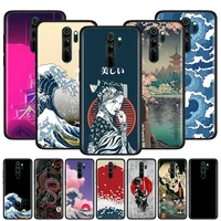 japanese style art japan case for xiaomi redmi note 9s 8t 8 9 9a 9c 7 k30 pro zoom 8a 7a 6 black silicone mobile phone cover sac