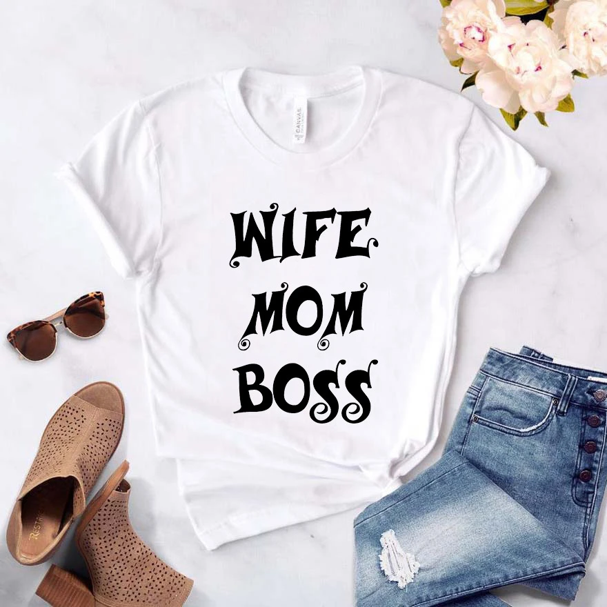 

Women Funny Wife Mom Boss Printed Tshirt Summer New Fashion Short Sleeve T Shirt Ladies Casual Tops Harajuku Woman Clothes