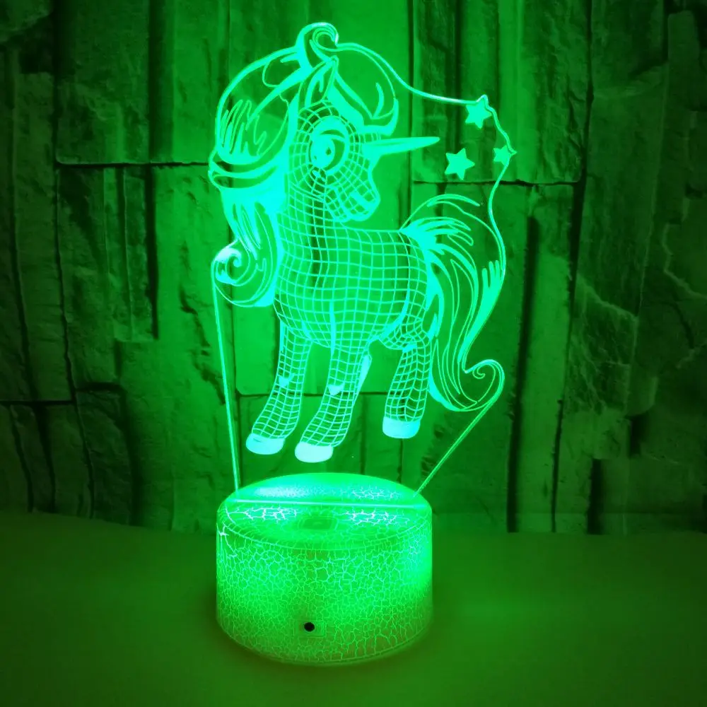 Светодиодный ночсветильник в виде единорога с сенсорным управлением 7 цветов