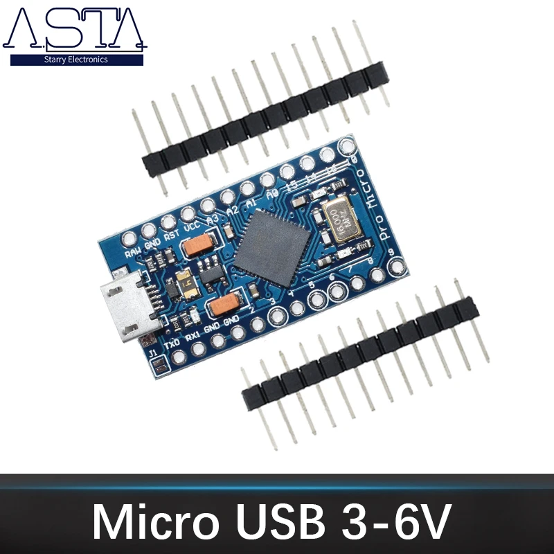 Pro Micro ATMEGA32U4 5V/16 МГц модуль с Загрузчиком для arduino Мини USB/Micro USB 2 ряда штыревой