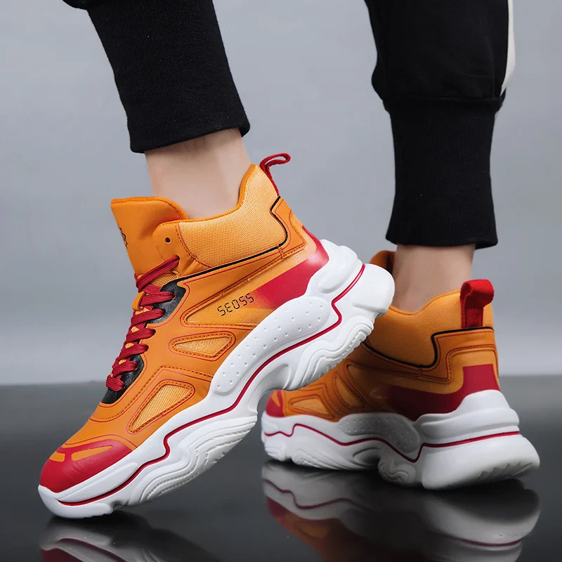 

Большой Размеры модные кроссовки мужская обувь осень 2021; Новинка; Спортивная обувь с высоким берцем, обувь Человек светильник дышащие кожан...