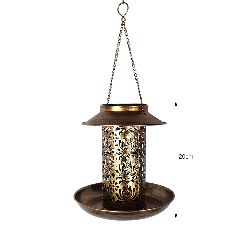 

Garden Decoration Solar Powered LED Lights Landscape Lamp Wild Hanging Bird Feeder Metal Lantern Decor For Garden Yard Patio