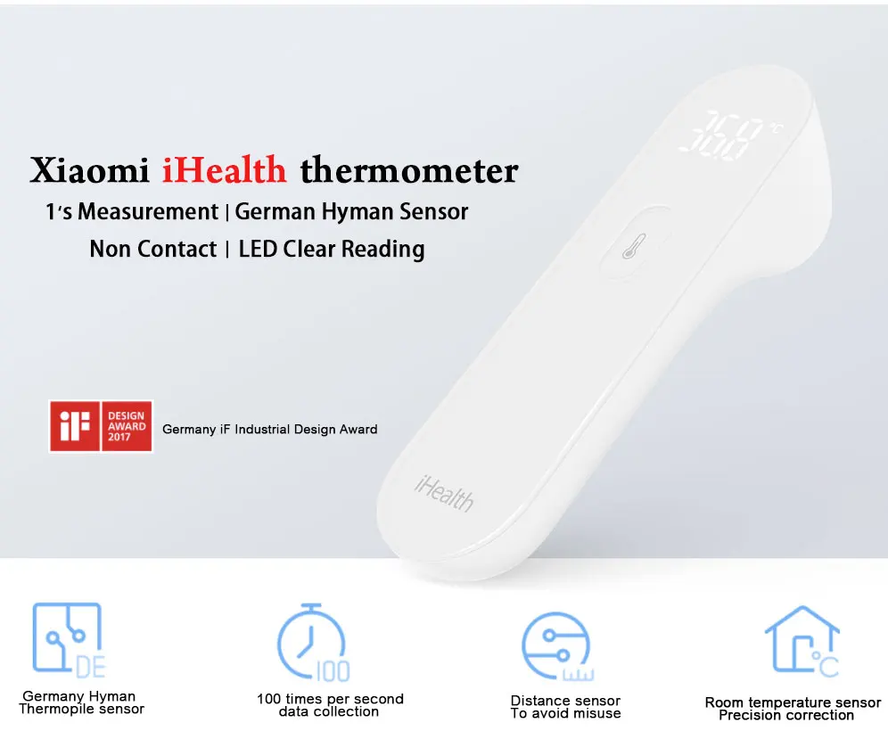 Инфракрасный термометр Xiaomi Mijia iHealth с точным цифровым термометром, бесконтактный термометр для детей с светодиодный экраном