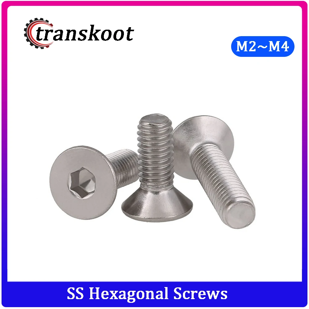 

Винт потайной плоский с шестигранной головкой, 50 шт., DIN 7991, ISO10642 JISB1194 M2 M2 M2, 5 M3 M4, нержавеющая сталь 304