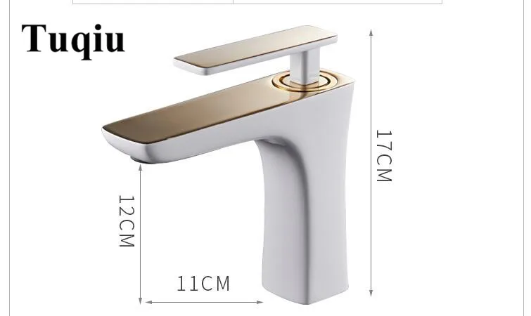 

Tuqiu Basin faucet gold and white sink faucet single lever hot and cold bathroom basin sink faucet mixer brass water tap
