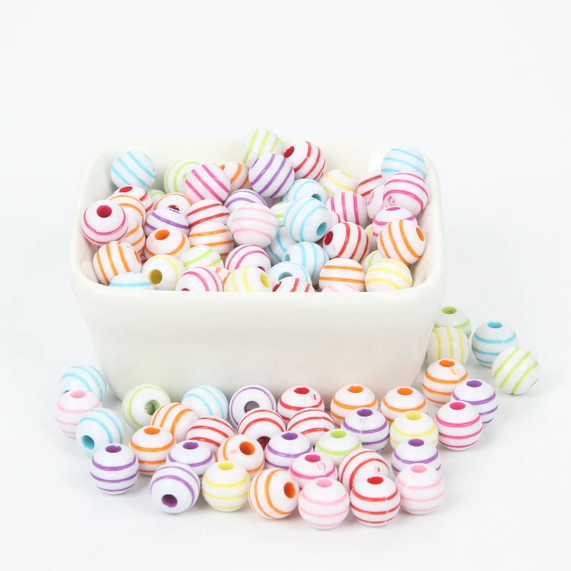 Бусины для изготовления ювелирных украшений круглые акриловые бусины в полоску