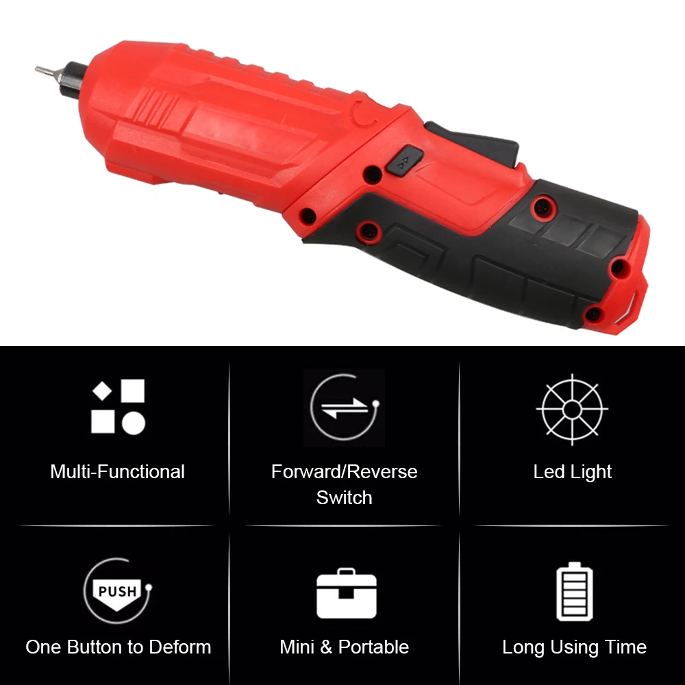 Electric Screwdriver 4V Lithium-Ion Cordless Kit Rechargeable Led Light Home Use Repair Tool light Power | Инструменты