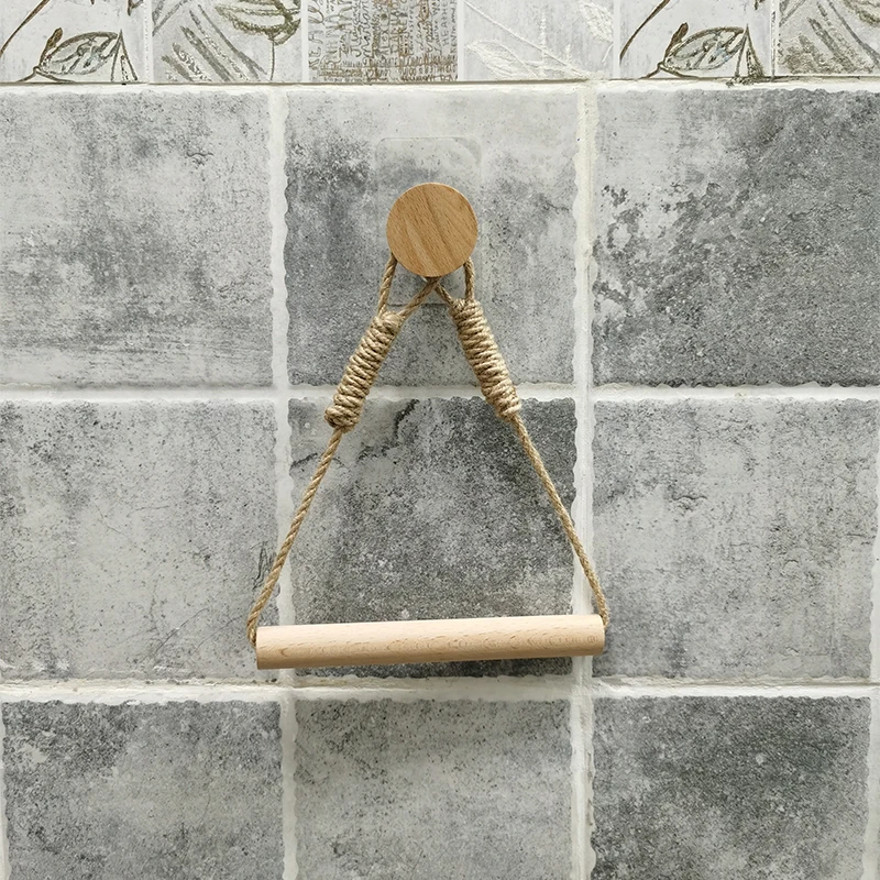 

Retro Kitchen Roll Paper Accessory Hanging Rope Wall Mounted toilet paper holder Tube Bathroom Decor Rack Holders