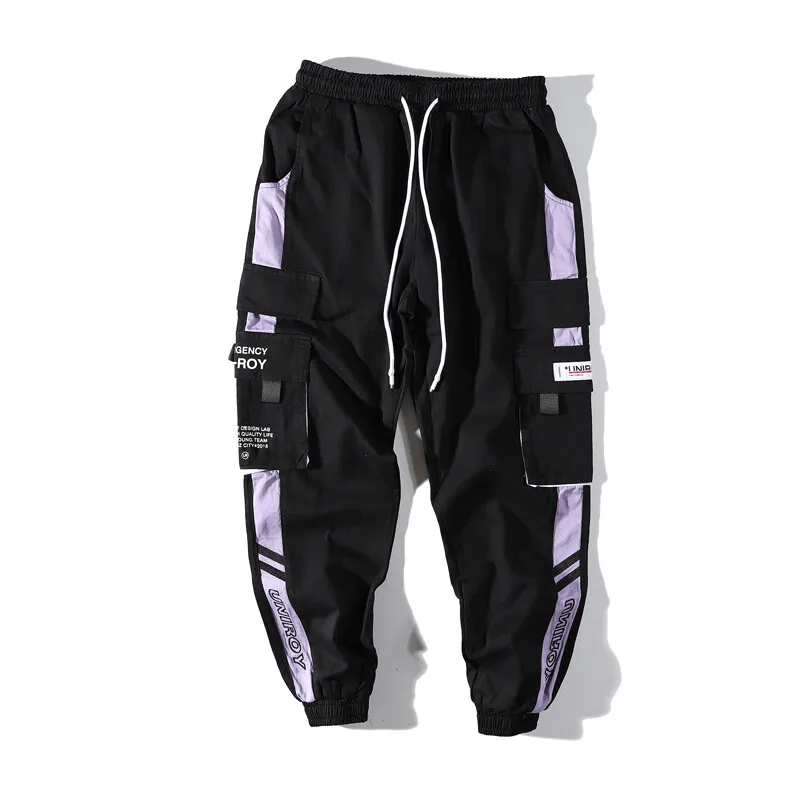 

LACIBLE Harajuku Cargo Pants Men Streetwear Men Casual Elastic Waist Joggers Trousers 2020 Colorblock Hip Hop Harem Pants