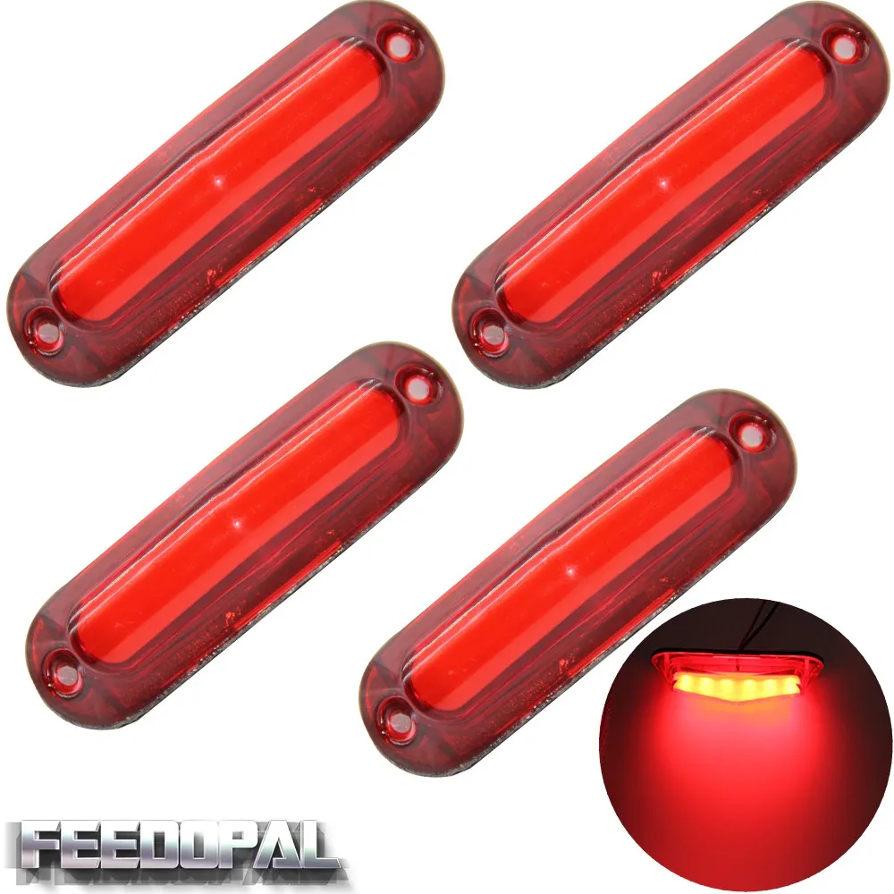 FEEDOPAL 4X 6LED красная овальная боковые габаритные светодиодный индикатор сигнала