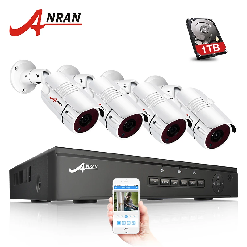 ANRAN CCTV камера система 4CH/8CH POE NVR комплект 48V ONVIF камера видеонаблюдения система HD IP Камера уличная система видеонаблюдения