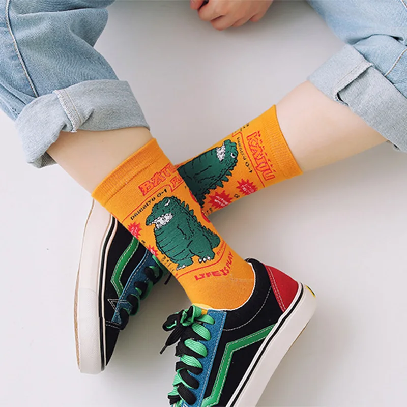 Модные милые Креативные Хлопковые женские носки с динозавром высокое качество