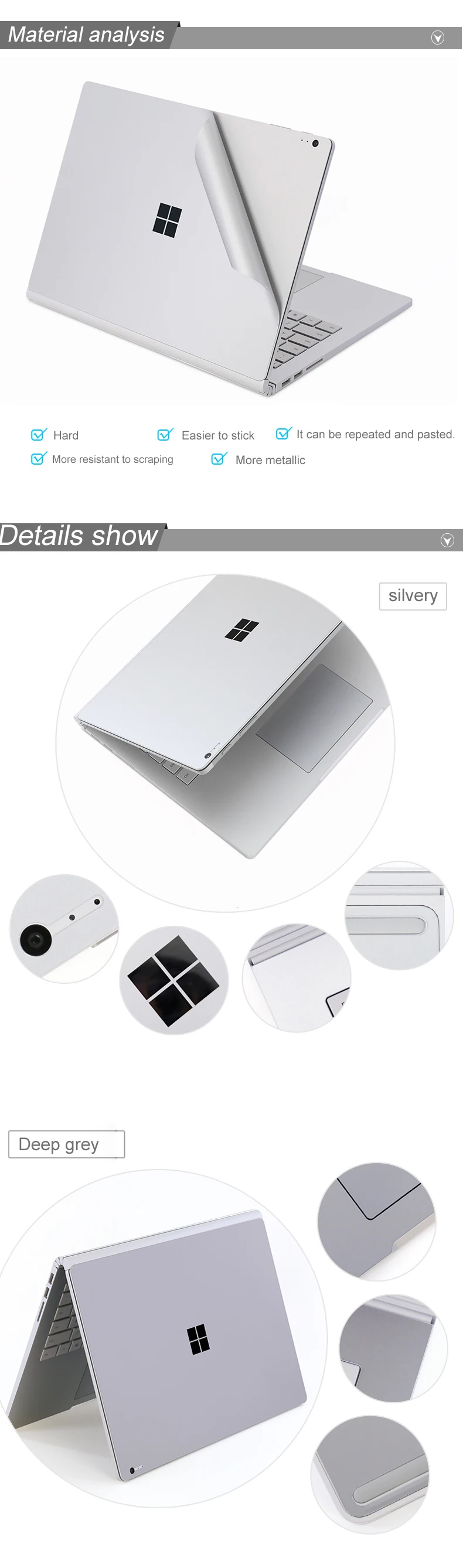 Защитная наклейка для ноутбука для microsoft Surface book 2 15 дюймов стикер на фюзеляж 13,5 дюймов Surface book 2 Shell комплект пленок