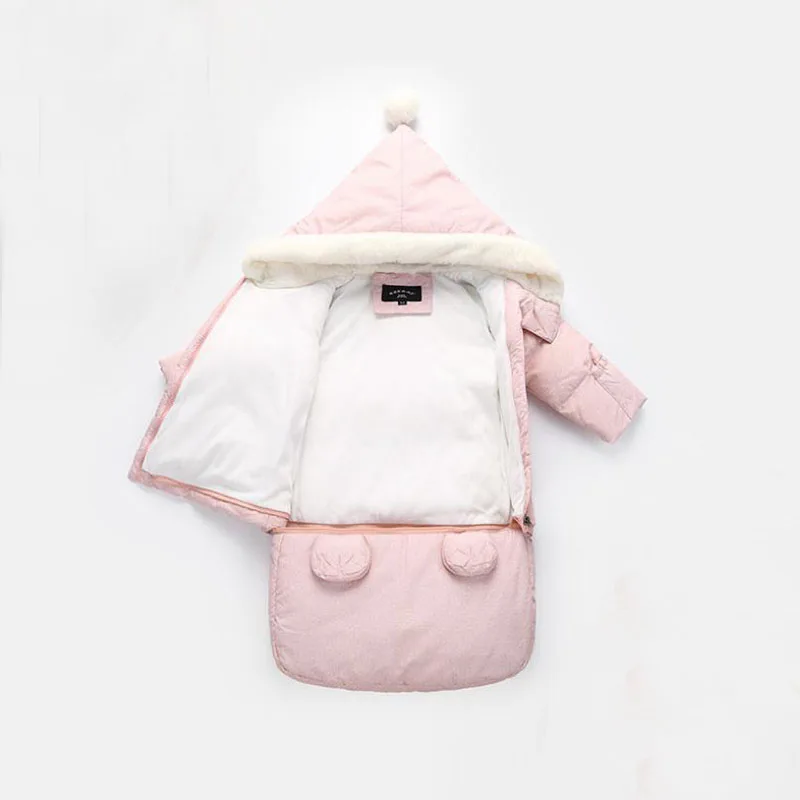 Шерстяной спальный мешок детский зимний 75*34 см голубой и розовый цвет теплый для