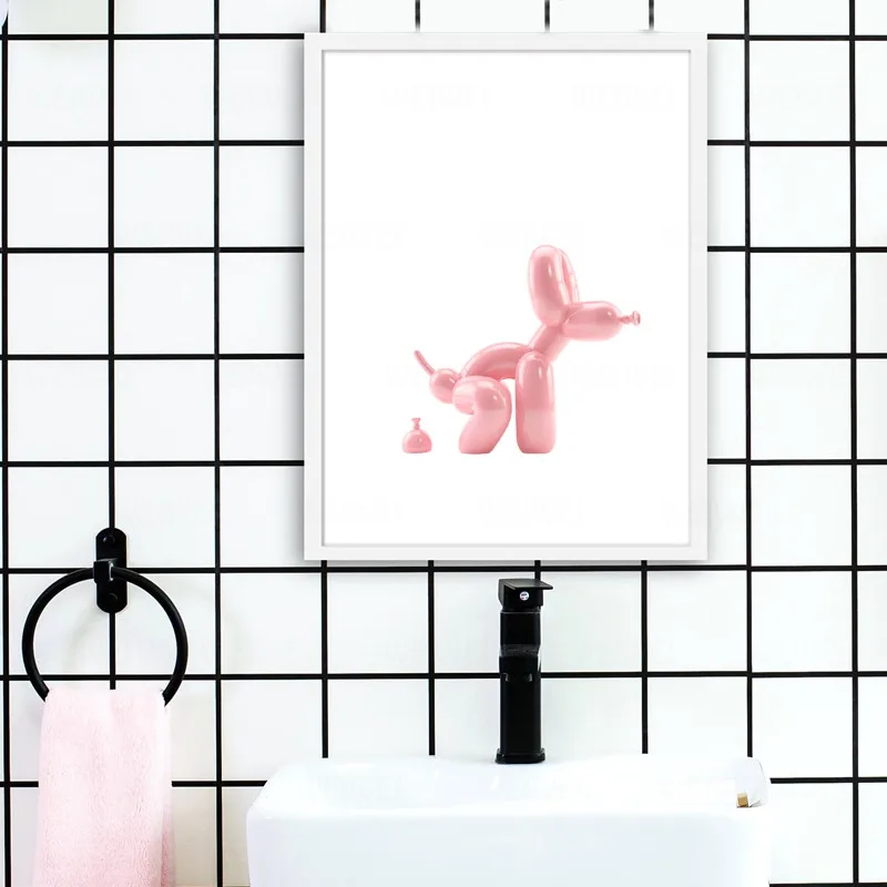 Balloon Dog Print Modern Poster Bathroom Wall Decor Toilet Sign Popart Prints Home Decoration Contemporary Art Picture Painting | Дом и сад