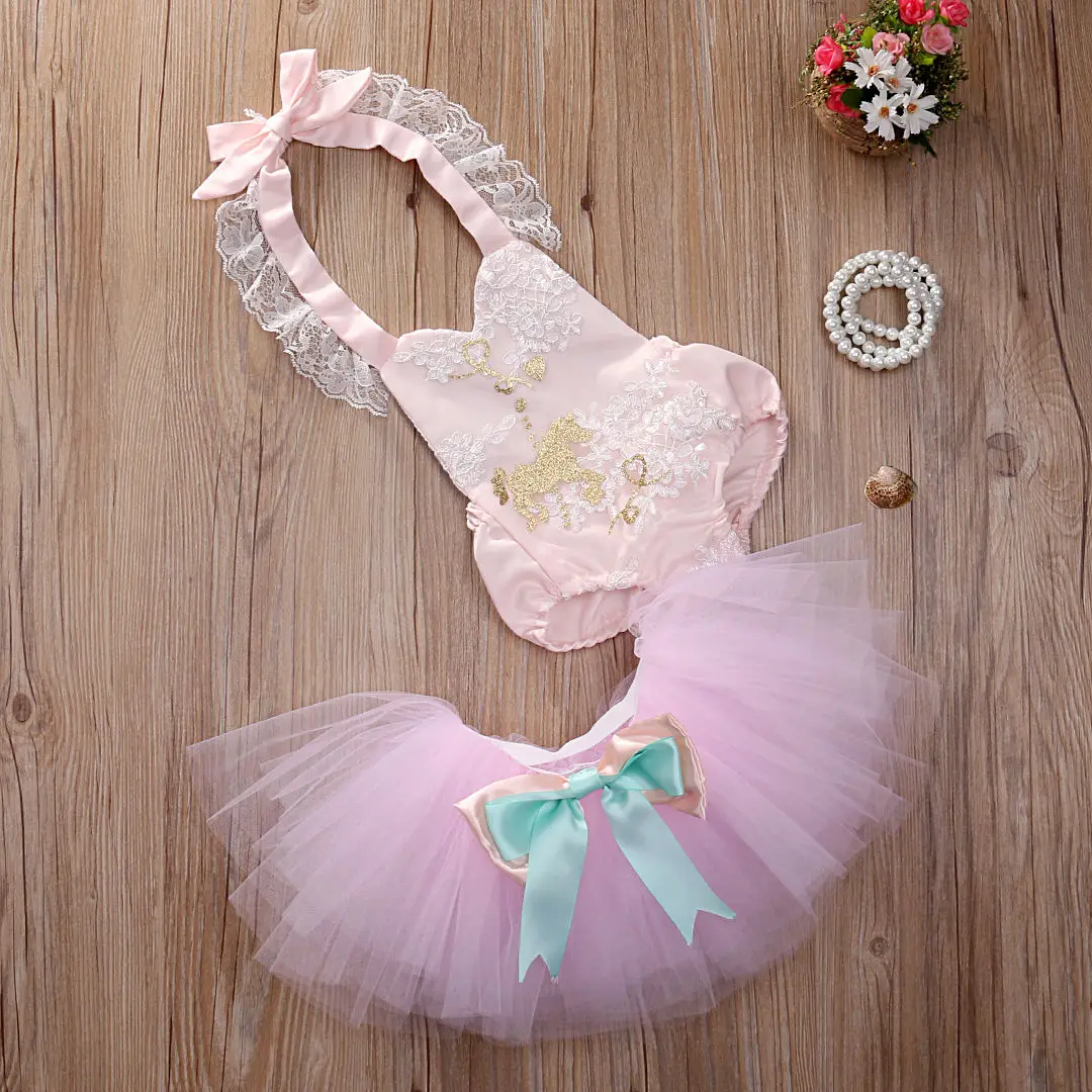 Очень милый розовый комплект одежды с блестками для маленьких девочек боди