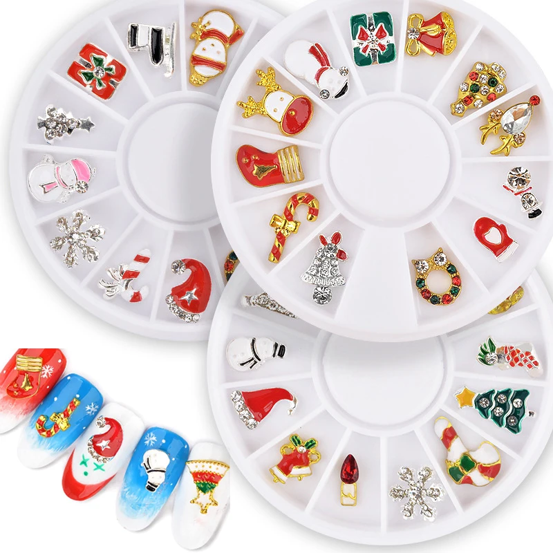 

1Box Metal 3d Nail Art Christmas Decorations Charms Nail Supplies Jewelry Nails Glitter Rhinestones