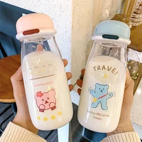water cup men and women cute bear design transparent plastic cup juice drink milk creative gift 500ml