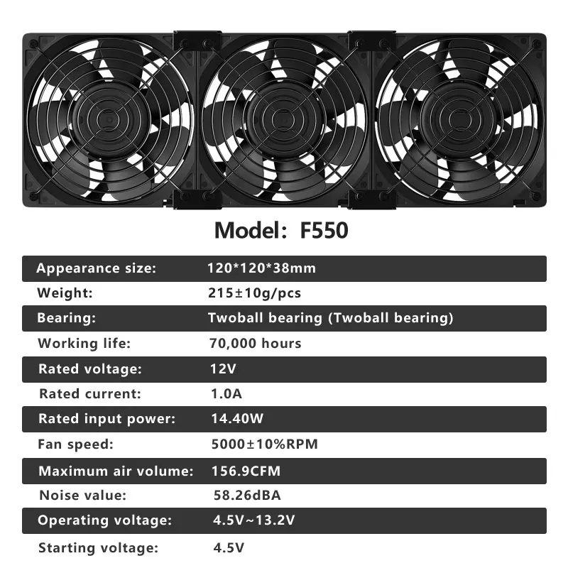 12038 5000rpm dual ball bearing 12cm violent cooling fan for pc btc open mining machine chassis server cabinet 100v 110v fan kit free global shipping