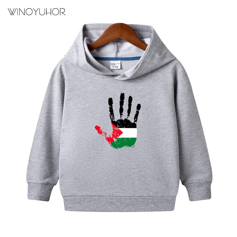 Sudaderas con capucha para ni&ntilde;os y ni&ntilde;as, ropa con estampado divertido de la mano de la bandera de Israel, jers&eacute;is de manga larga, Tops de oto&ntilde;o-2