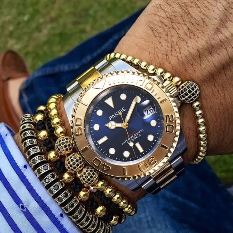 Мужские Водонепроницаемые механические часы с механизмом Miyota 8215 серым