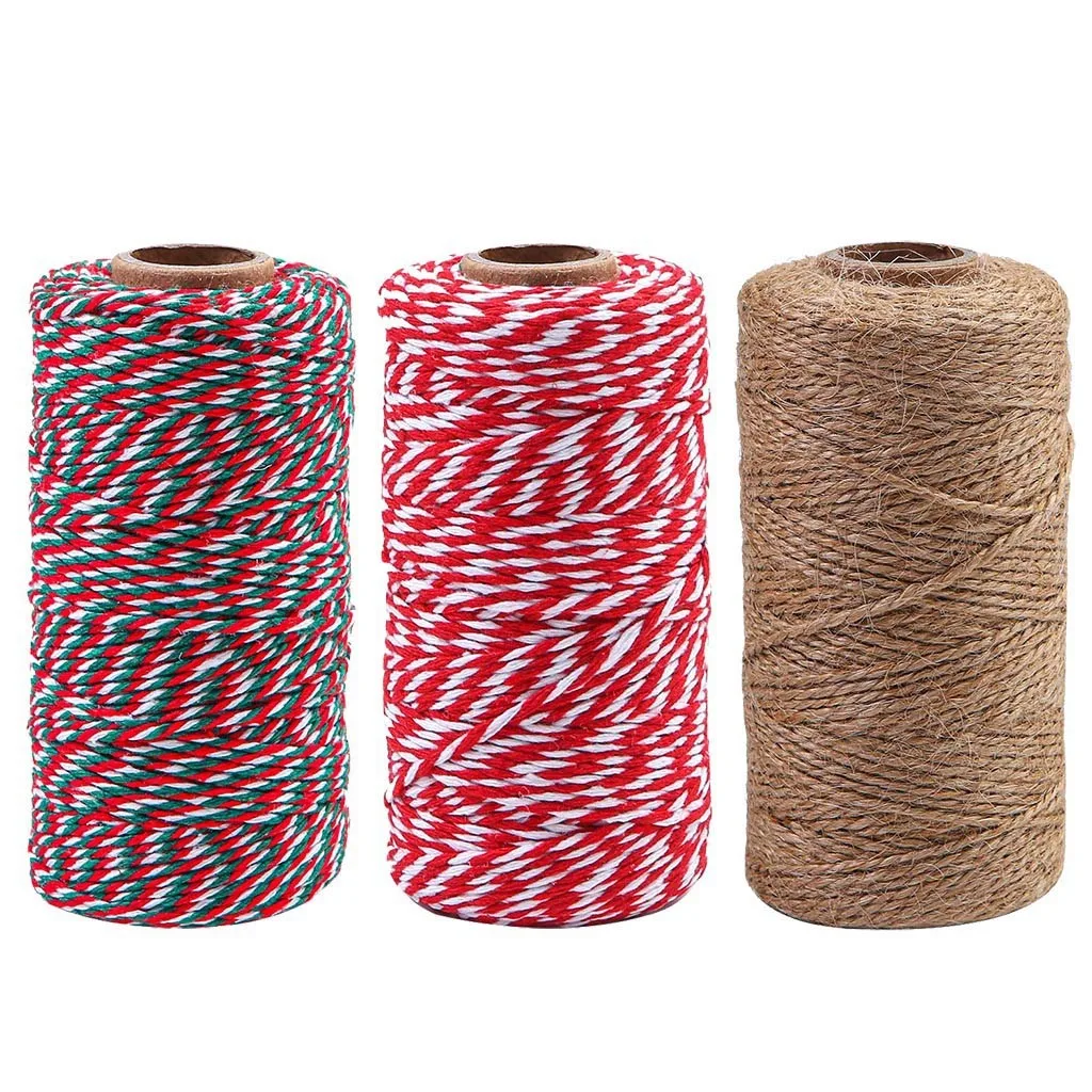3 Rolls 100M Natural Jute String Cotton Twine 984 Feet Totally Packing Strings Christmas Event & Party Supplies Wall decoration | Дом и сад